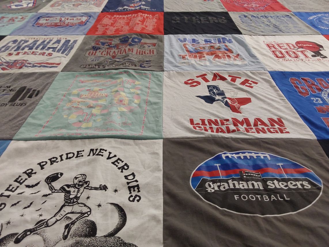 T-shirt quilt featuring graham steers football by Jennifer from TX