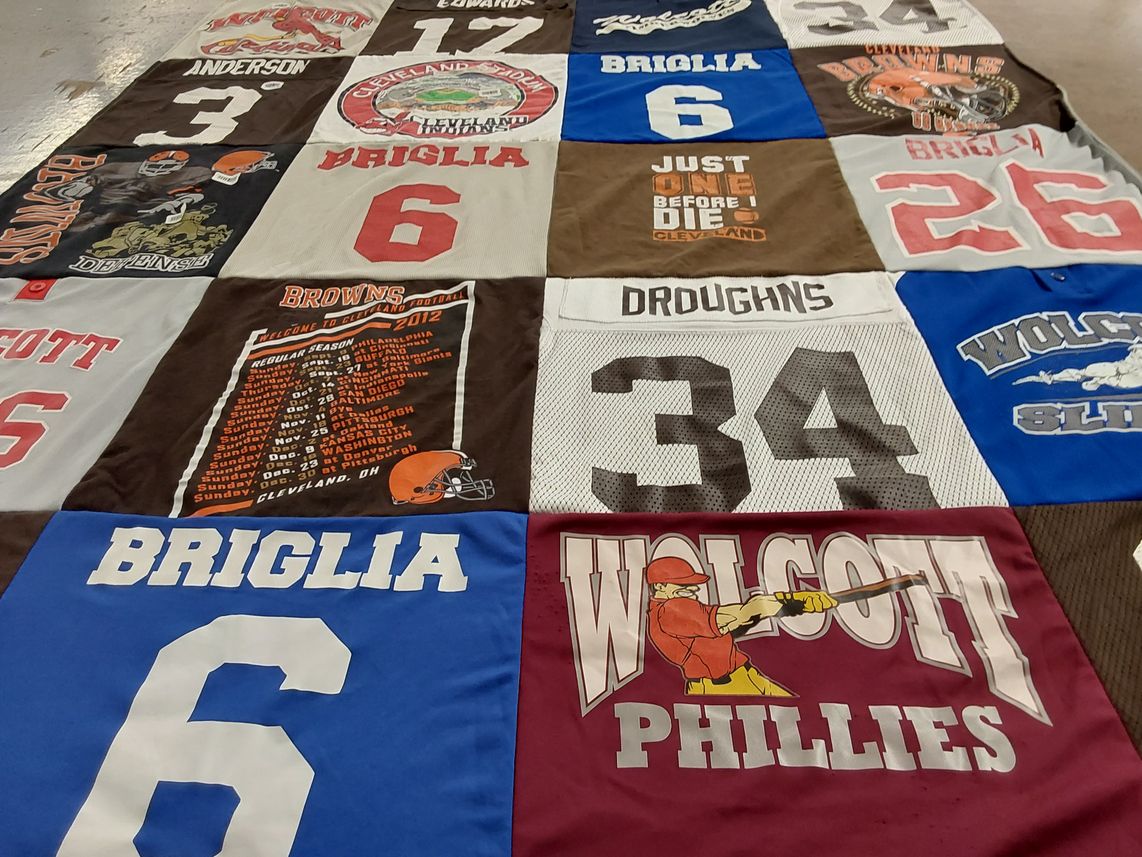 T-shirt quilt featuring cleveland browns, wolcott phillies by Donna from CT
