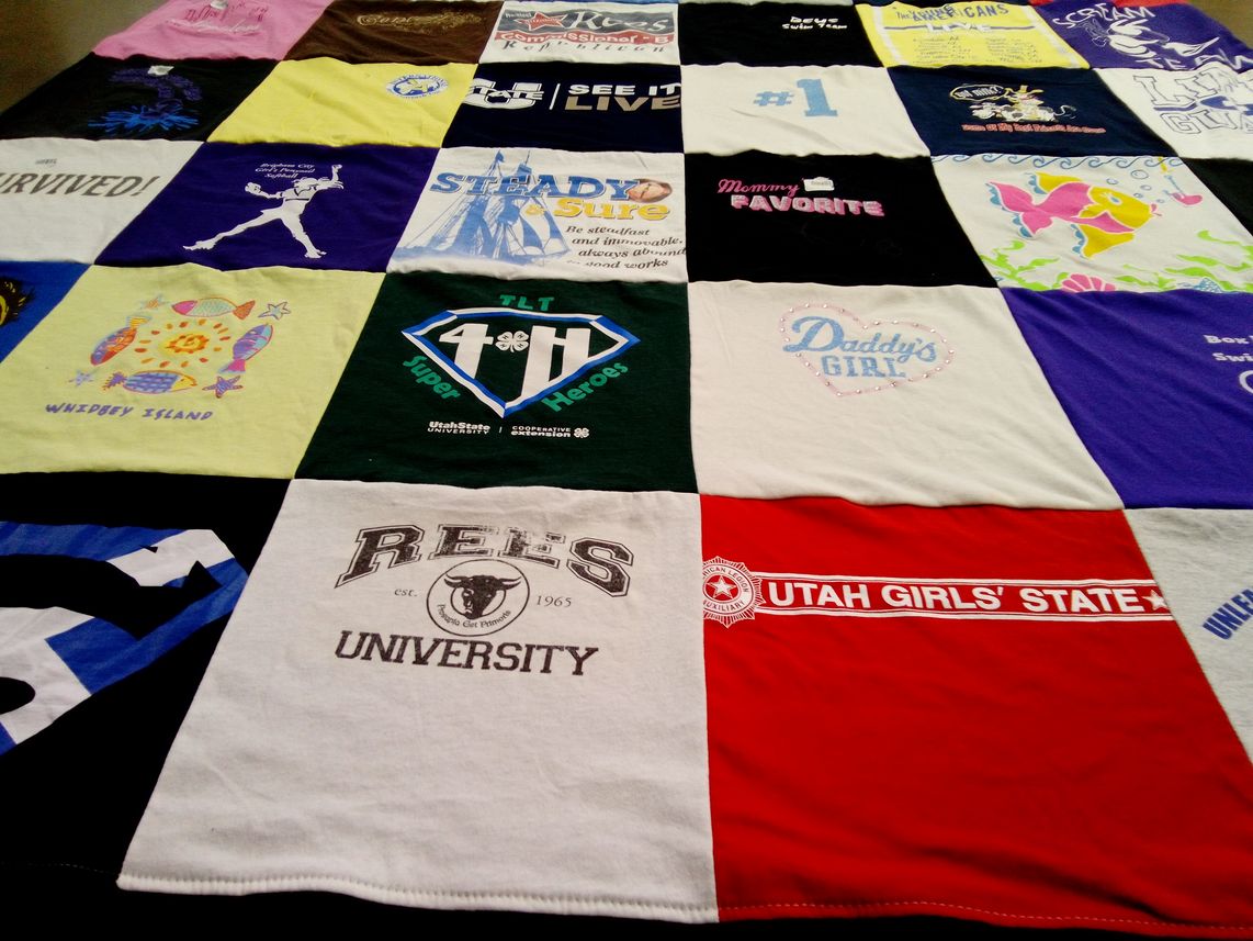 T-shirt quilt from rice eccles university by Sherilyn from UT