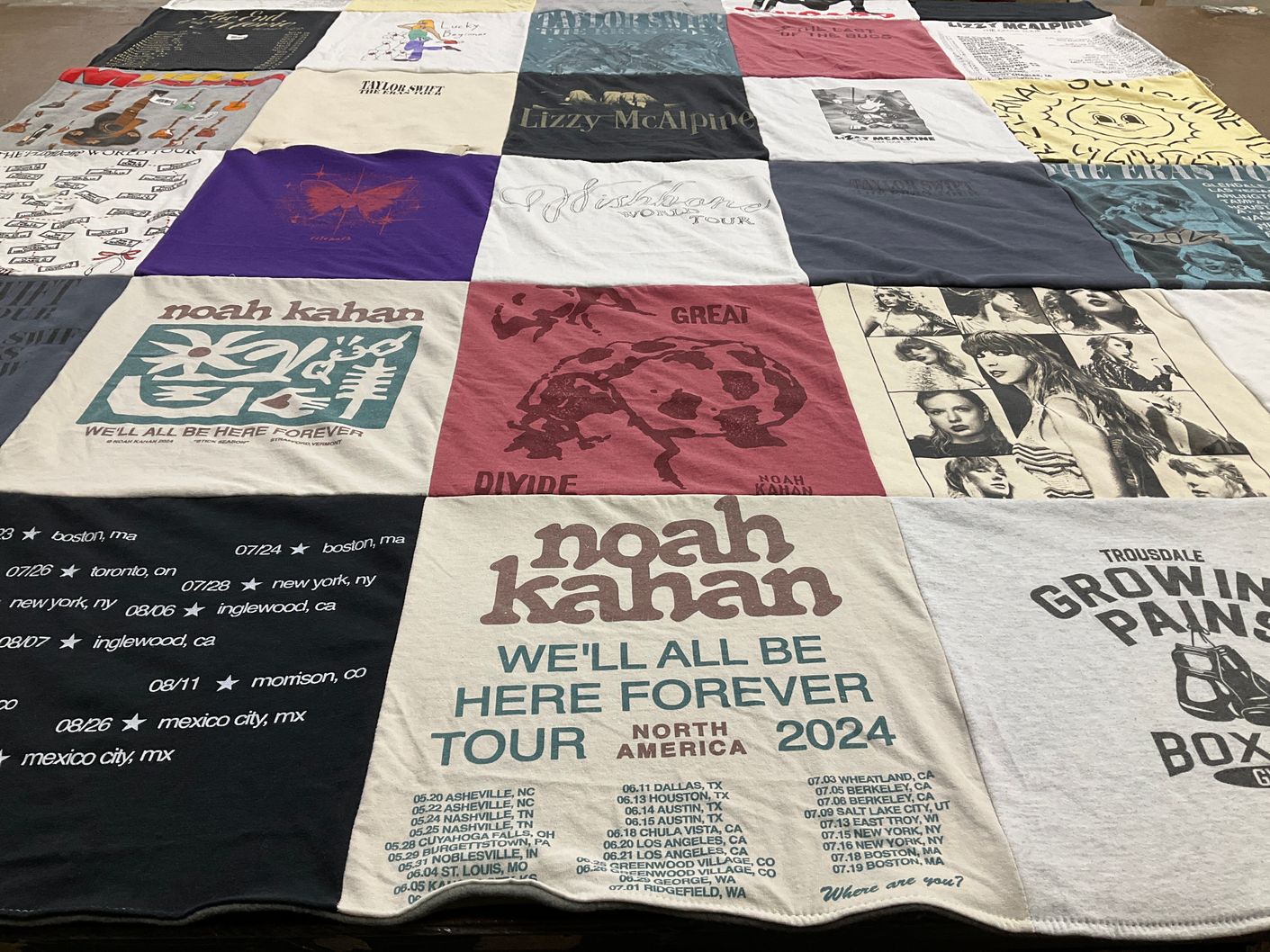 T-shirt quilt with music, concerts themes by Kaitlyn from MA
