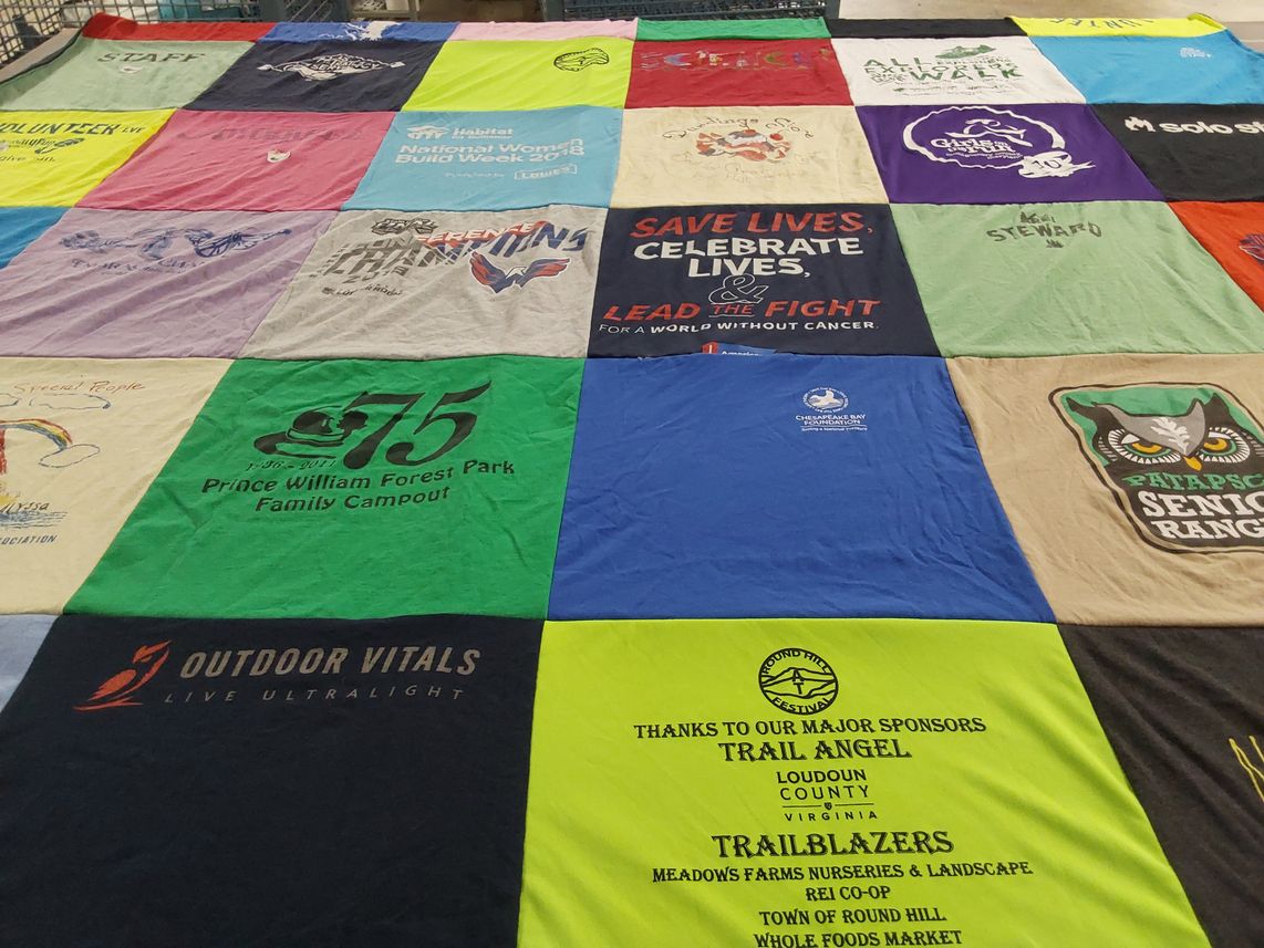 T-shirt quilt with camping, outdoors themes by Bryna from MD