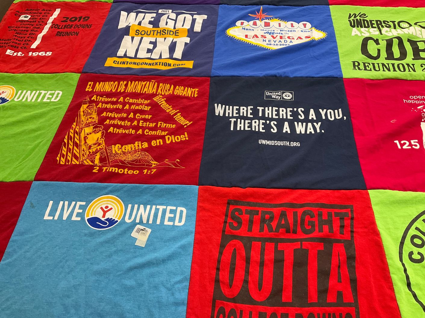 T-shirt quilt with community service, reunions themes by Phyllis from SC