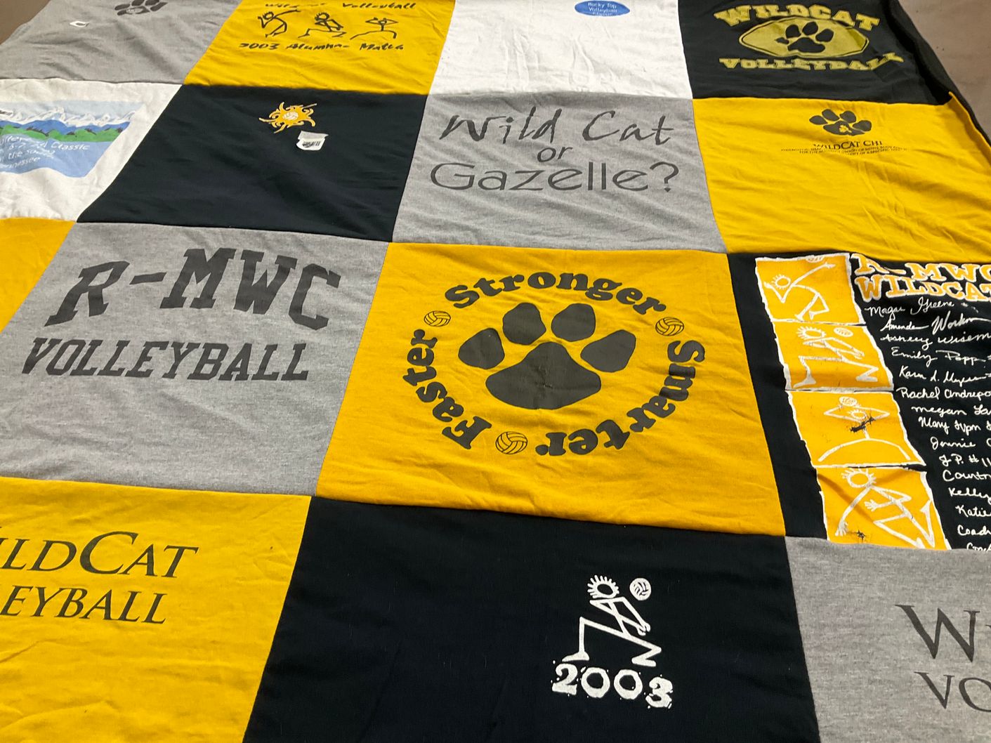 T-shirt quilt featuring random middle high school volleyball by Megan from AR