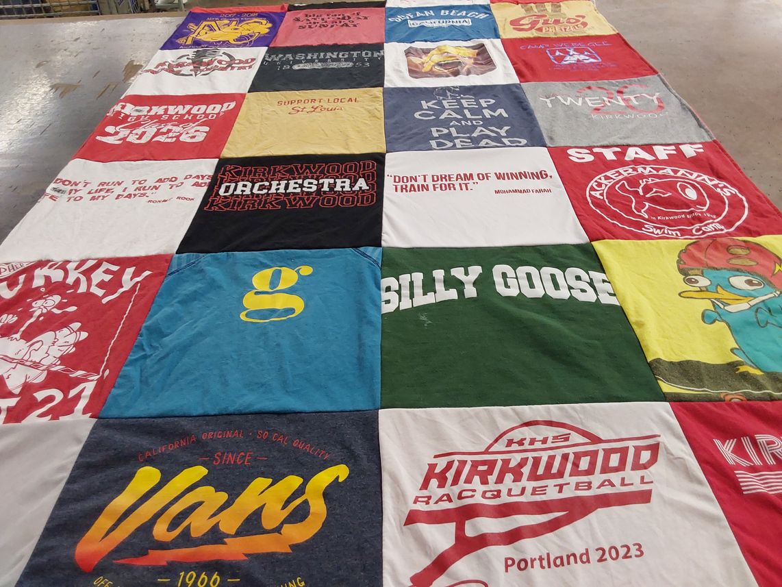 T-shirt quilt featuring kirkwood racquetball by Wren from MO