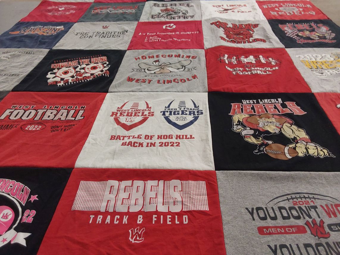T-shirt quilt featuring west lincoln rebels by Nicole from NC