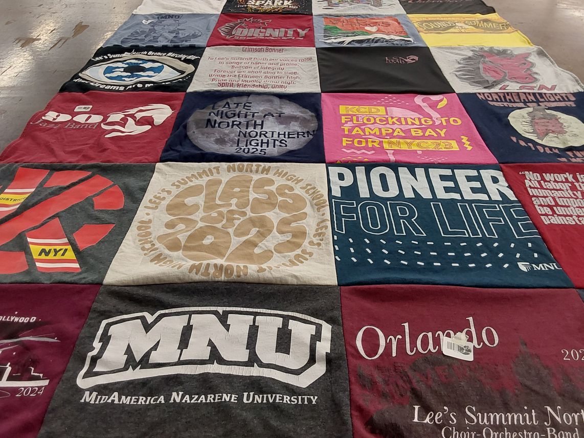 T-shirt quilt from midamerica nazarene university, lee's summit north high school by Asa from MO