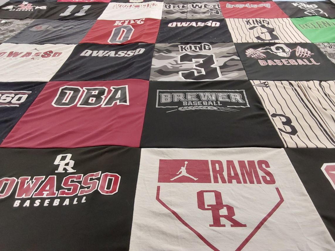 T-shirt quilt featuring owasso baseball by Amy from OK