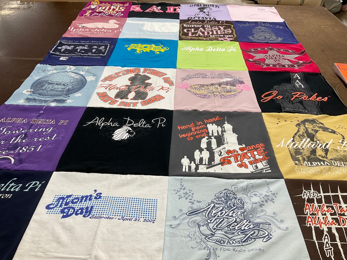 T-shirt quilt with sorority, sisterhood themes by Barbara from OK