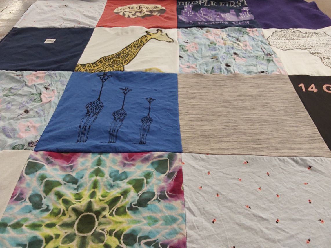 T-shirt quilt with animals, nature themes by Sheila from MA