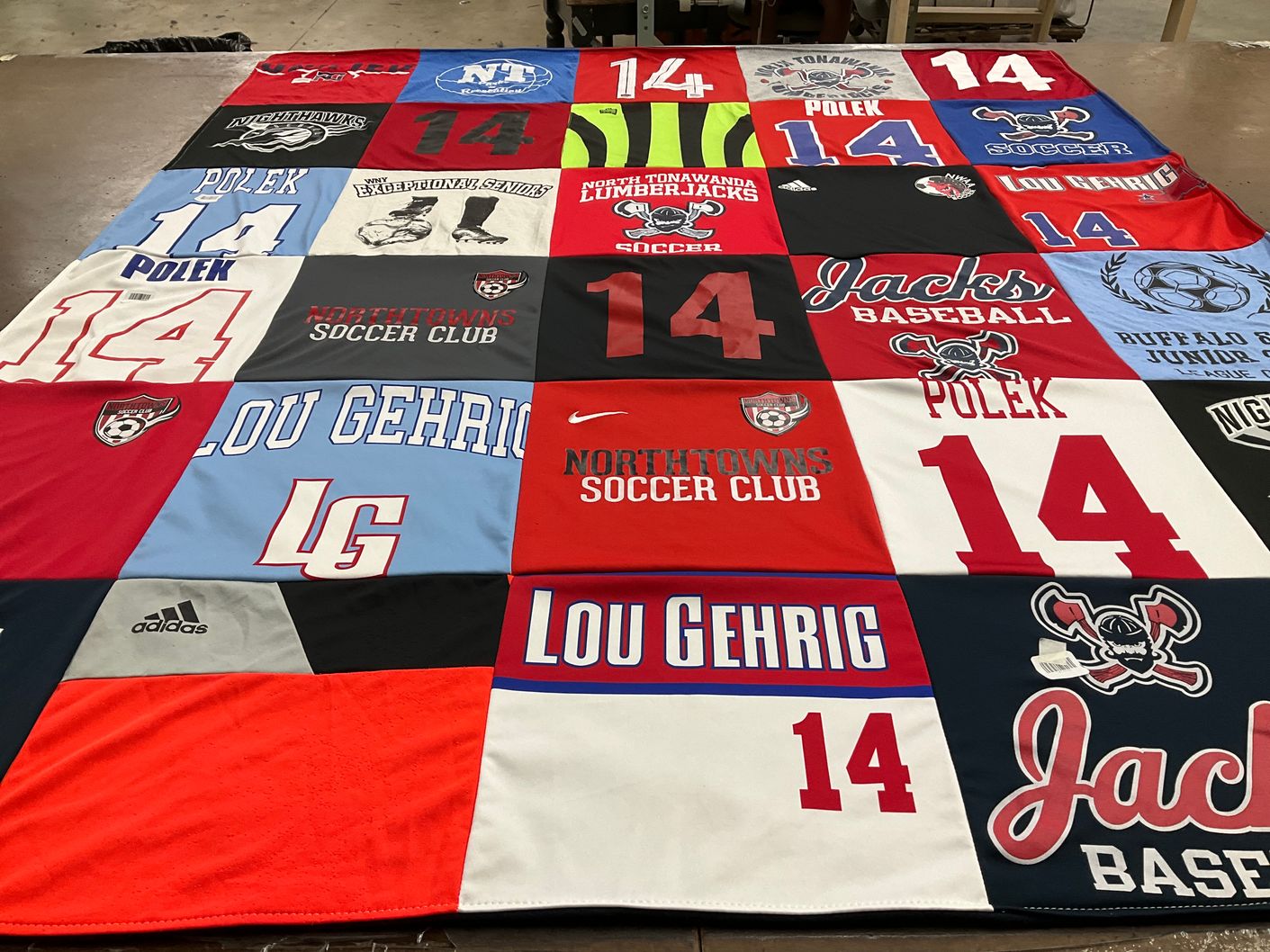 T-shirt quilt featuring northtowns soccer club, jack's baseball by Christine from NY