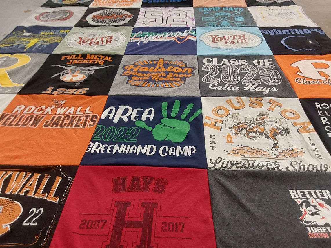 T-shirt quilt featuring rockwall high school yellow jackets by Kristie from TX