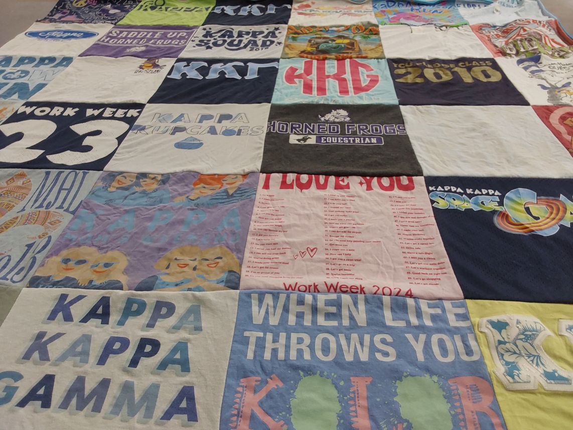 T-shirt quilt with sorority, equestrian themes by haley from CT