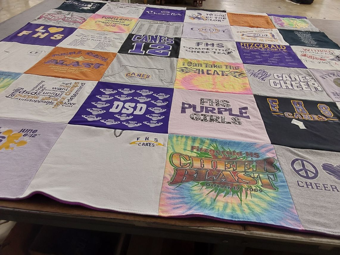 T-shirt quilt featuring fitzgerald high school cheer team by Mariah from GA