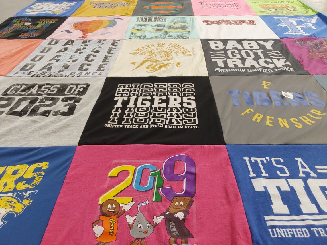 T-shirt quilt featuring friendship tigers by James from TX