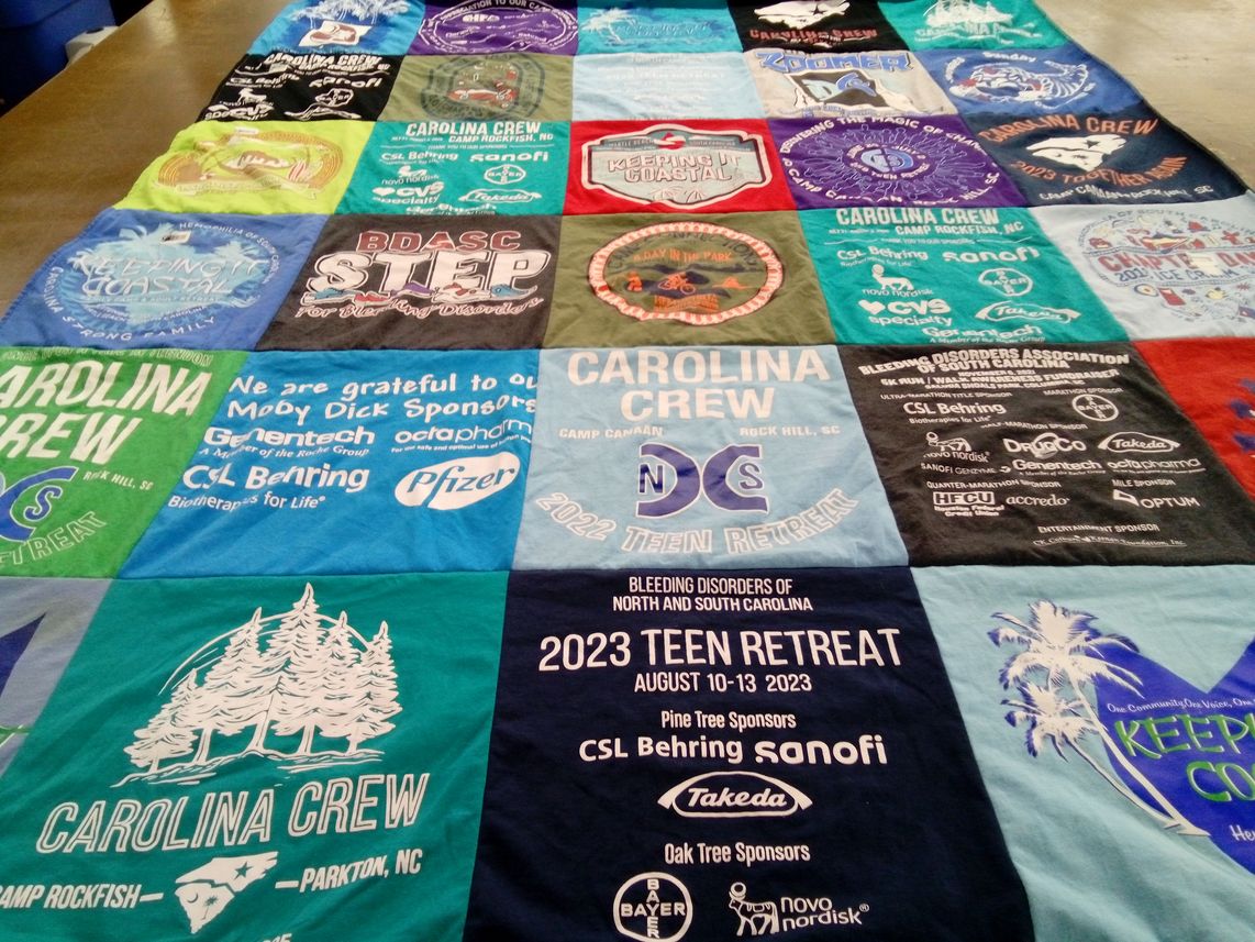 T-shirt quilt with camping, outdoors themes by Robin from SC