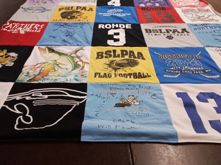 T-shirt quilt from spring lake park school by Amanda from MN