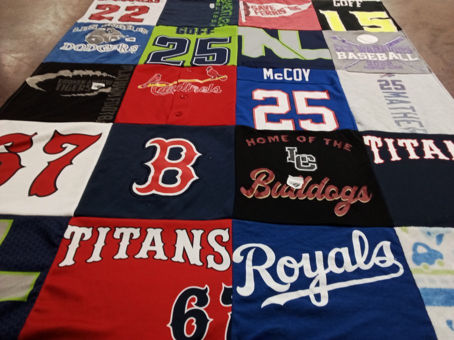 T-shirt quilt featuring los angeles dodgers, st. louis cardinals by Melissa from OK