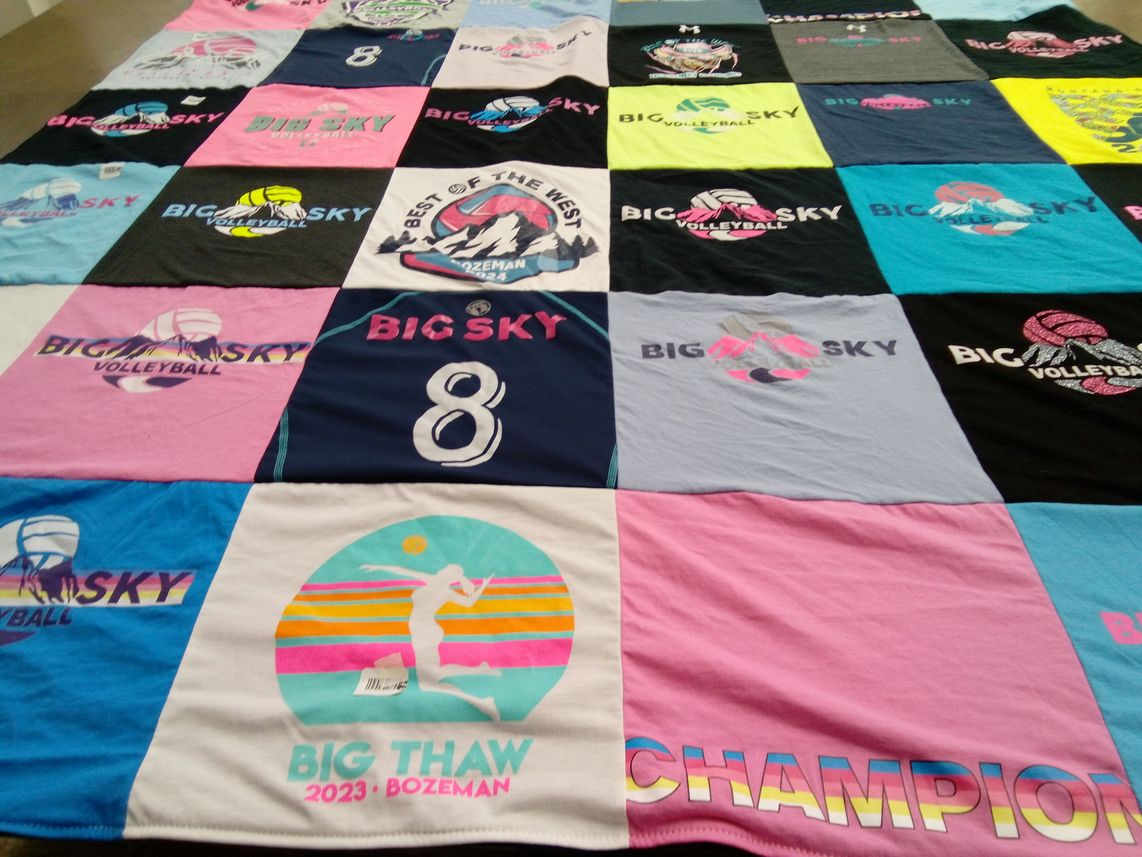 T-shirt quilt featuring big sky university volleyball by Kim from MT