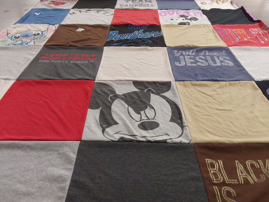 T-shirt quilt featuring carolina panthers by Nancy from NC