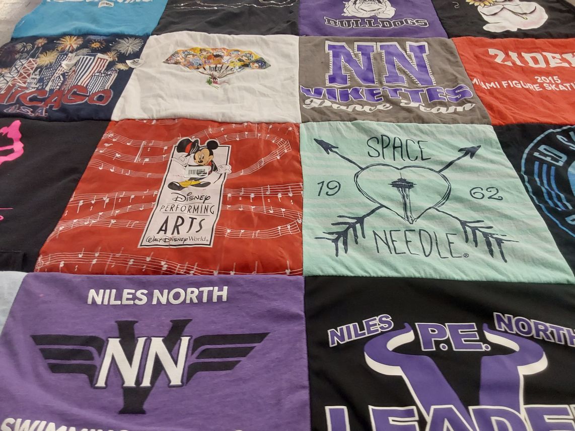 T-shirt quilt featuring niles north vikettes by Jillian from IL