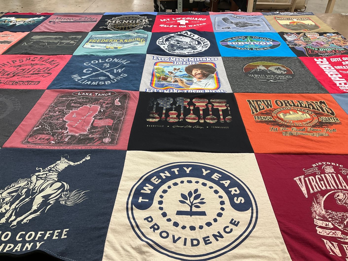 T-shirt quilt with travel, nature themes by Kerry from TX