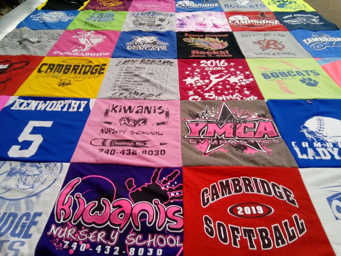 T-shirt quilt featuring cambridge softball by Brooke from OH