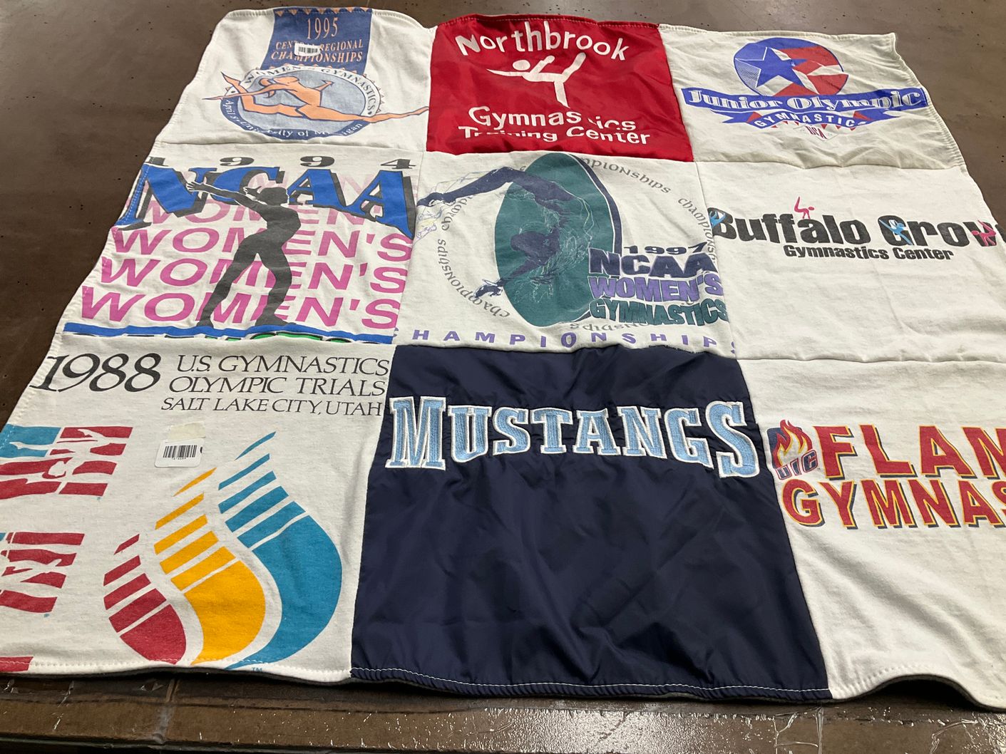 T-shirt quilt featuring mustangs, flames by Emily from IL