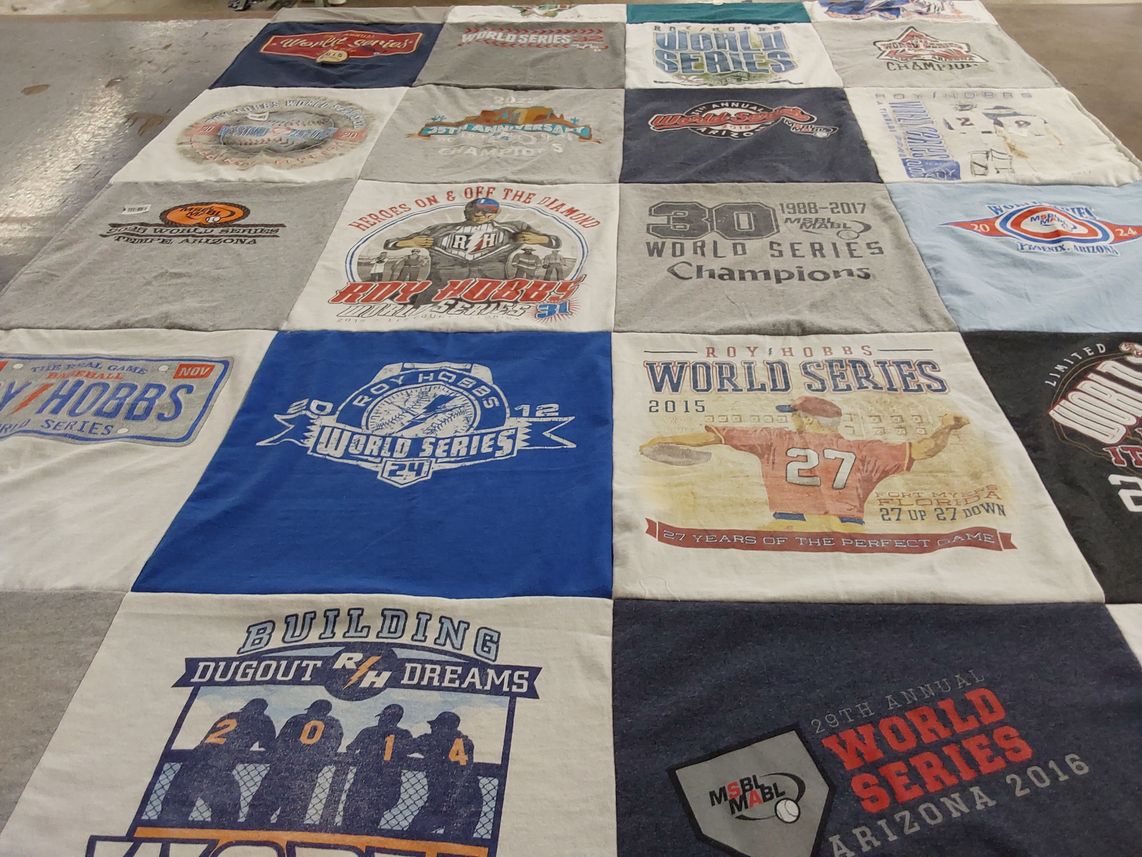 T-shirt quilt with baseball, sports themes by Mark from VA