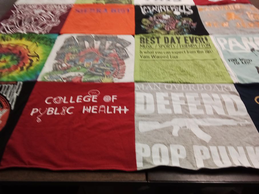 T-shirt quilt from college of public health by Sierra from PA
