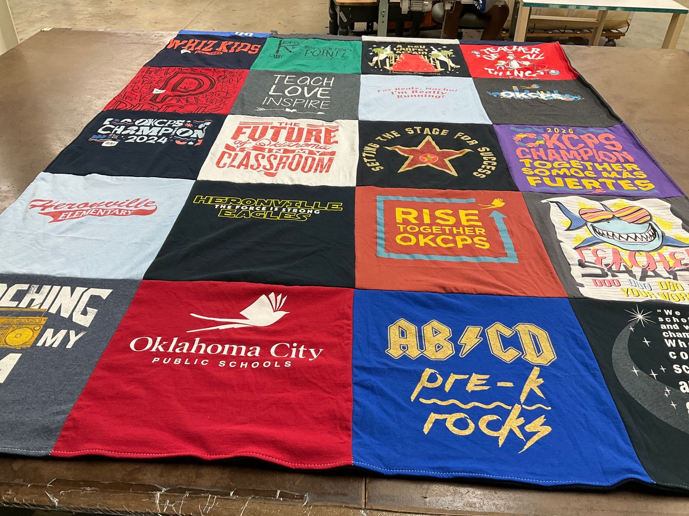 T-shirt quilt from heronville elementary school, oklahoma city public schools by Elizabeth from OK