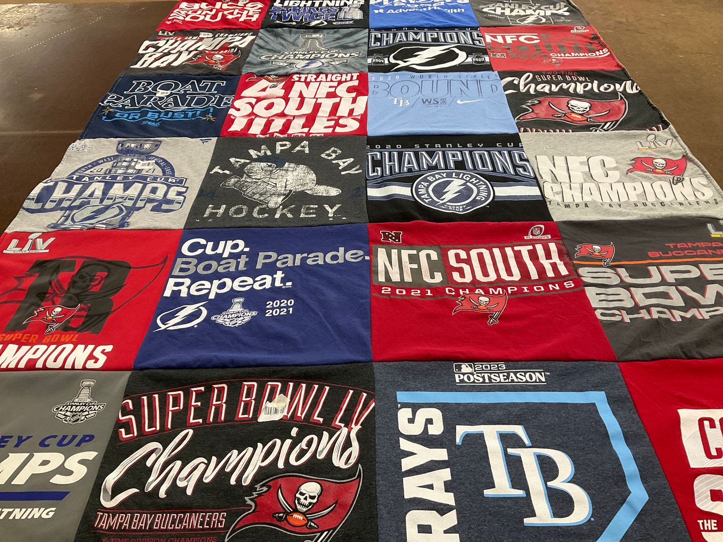 T-shirt quilt featuring tampa bay buccaneers, tampa bay lightning by Dylan from IN