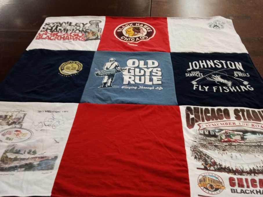 T-shirt quilt featuring chicago blackhawks by Valerie from SC