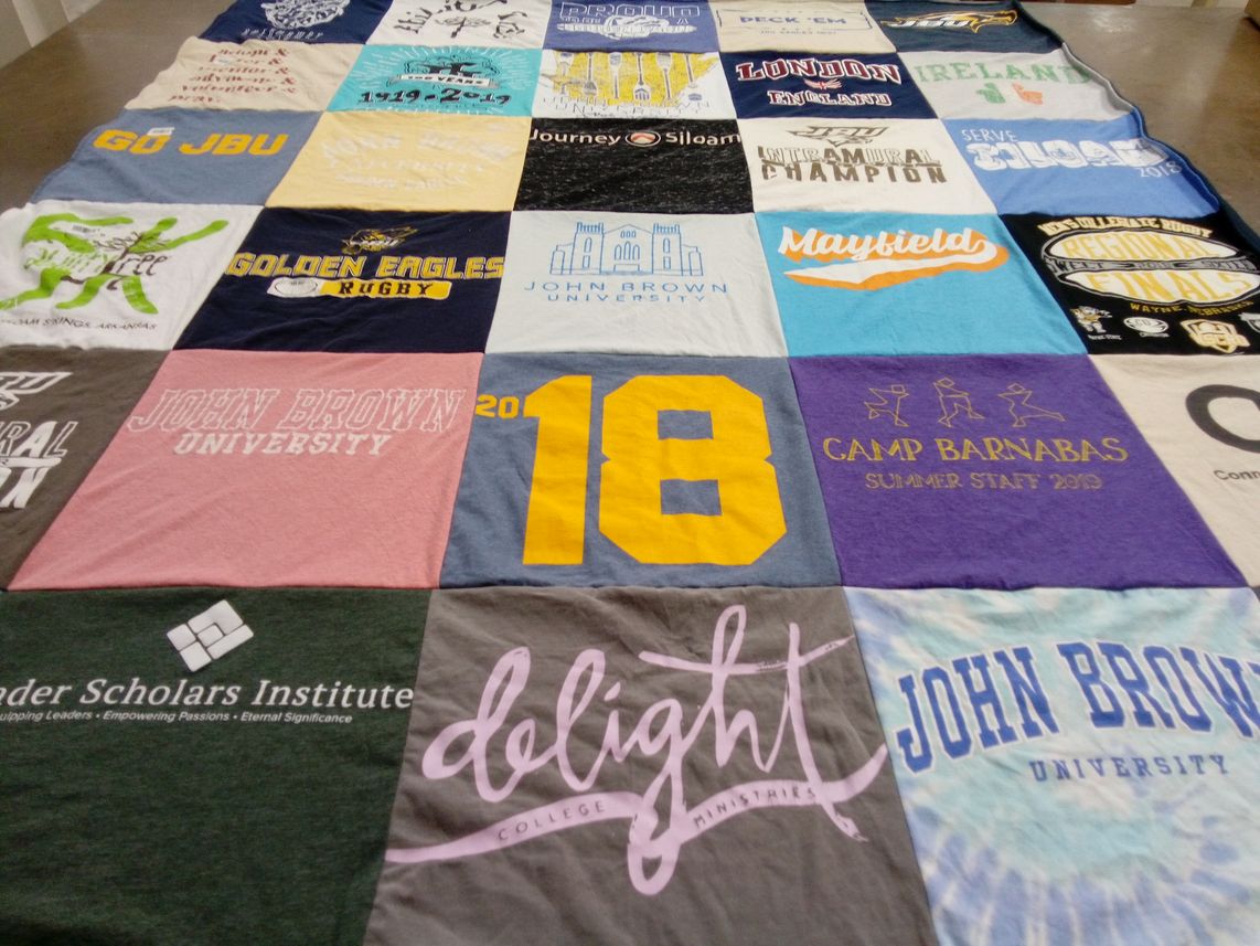 T-shirt quilt featuring golden eagles rugby by Angie from MO