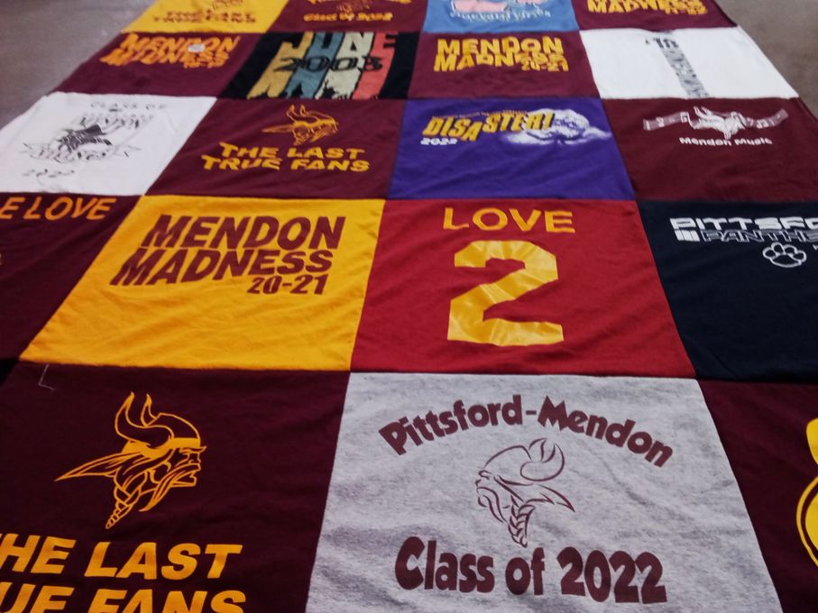 T-shirt quilt featuring pittsford mendon high school, pittsford mendon panthers by Stacy from NY