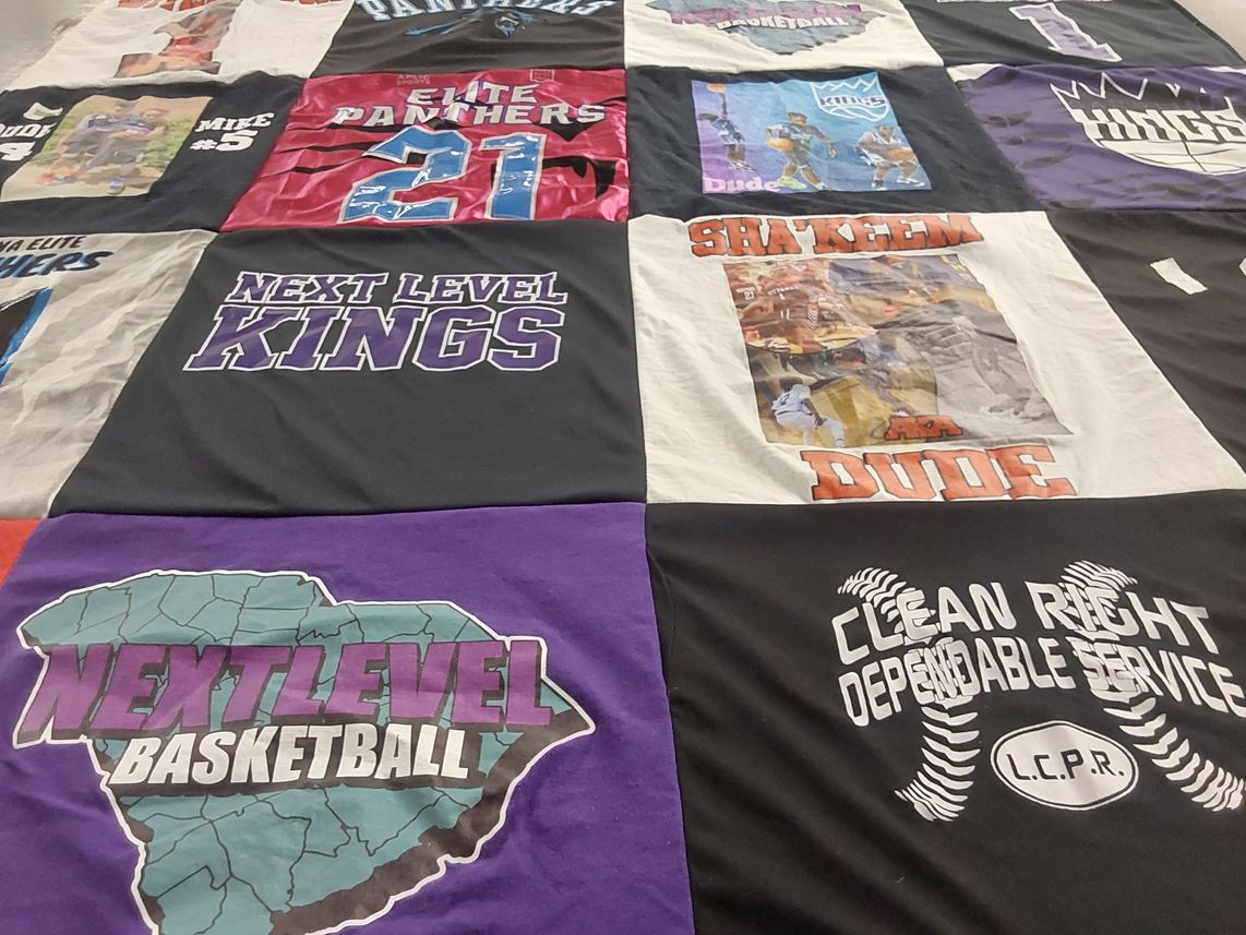 T-shirt quilt with basketball themes by Vet from SC