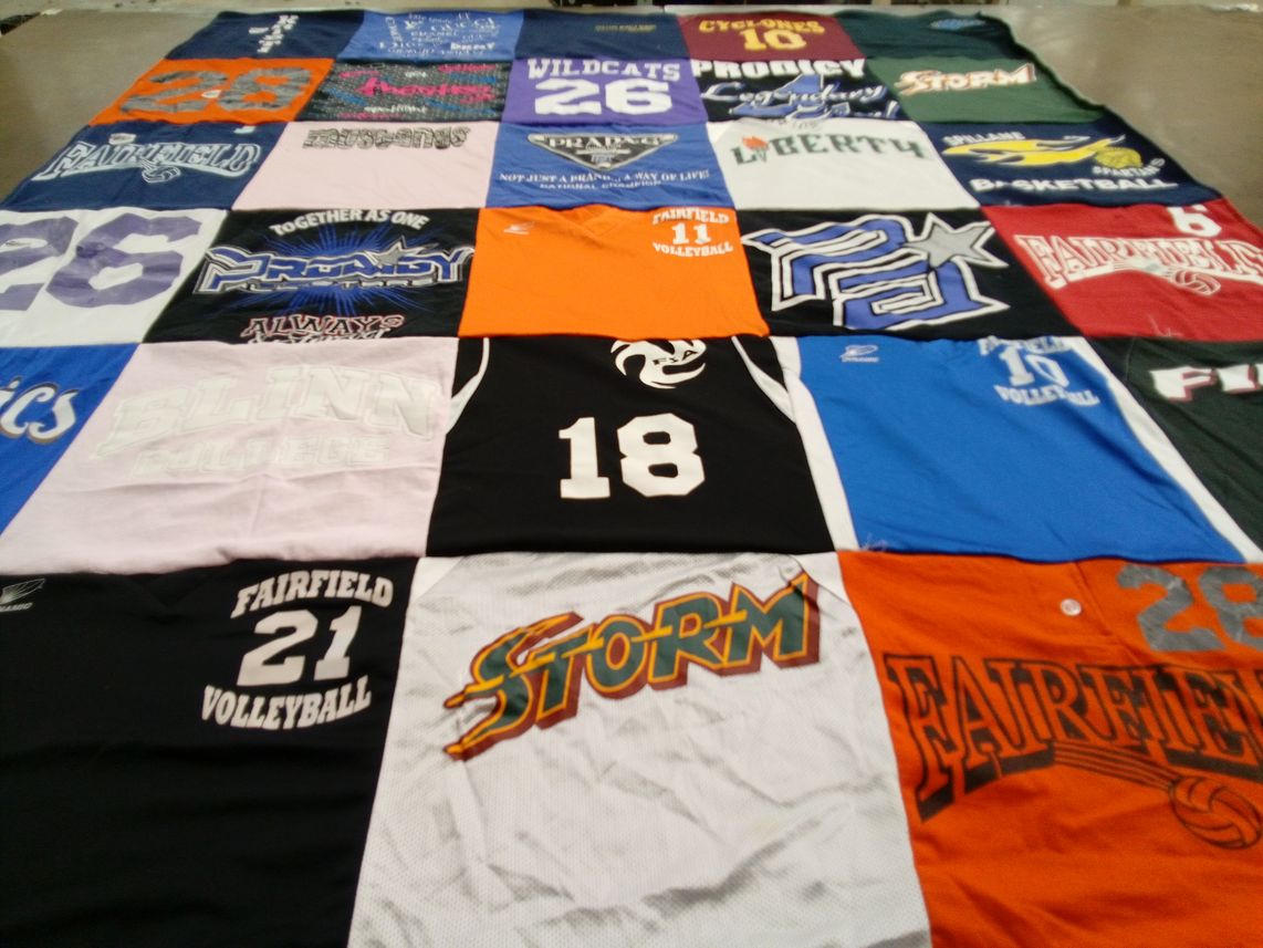 T-shirt quilt from blinn college, fairfield college by Mary from TX