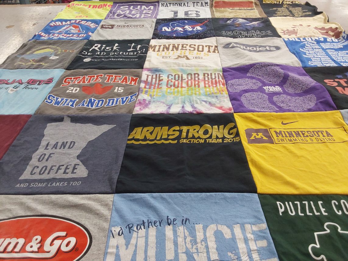 T-shirt quilt featuring armstrong swim team, minnesota swimming & diving by Anna from MN