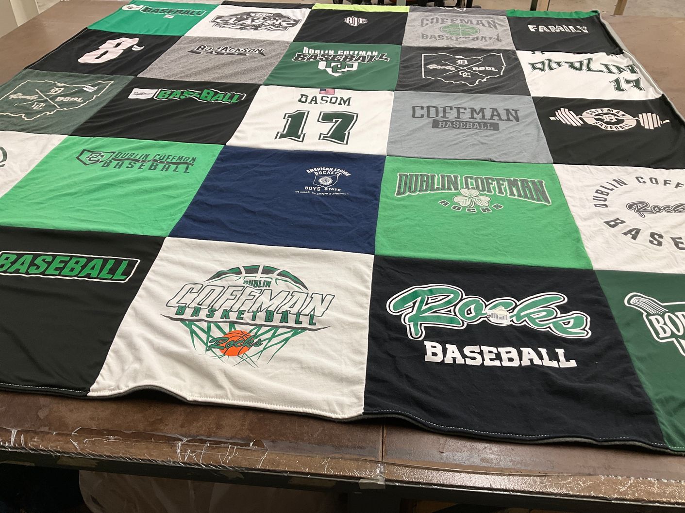 T-shirt quilt featuring dublin coffman baseball by Julie from OH