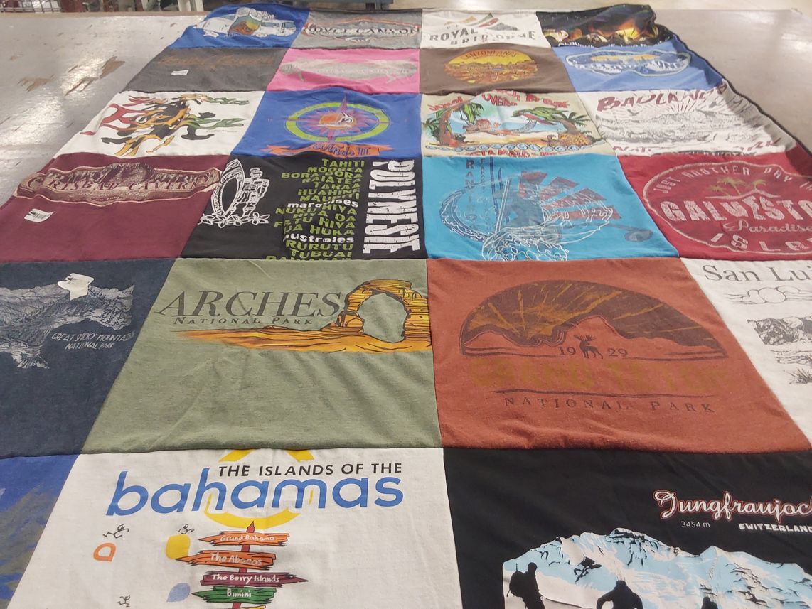 T-shirt quilt with travel, nature themes by Kelli from AR