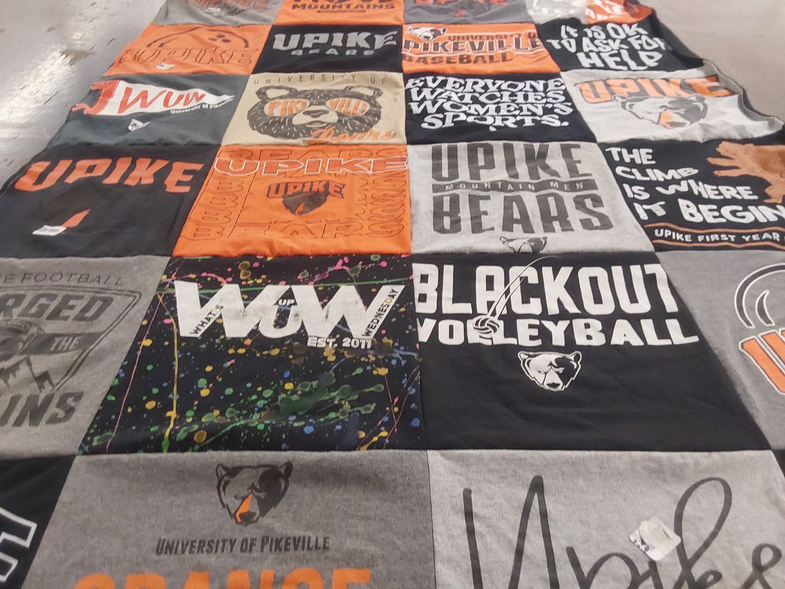 T-shirt quilt featuring upike bears by Victoria from KY