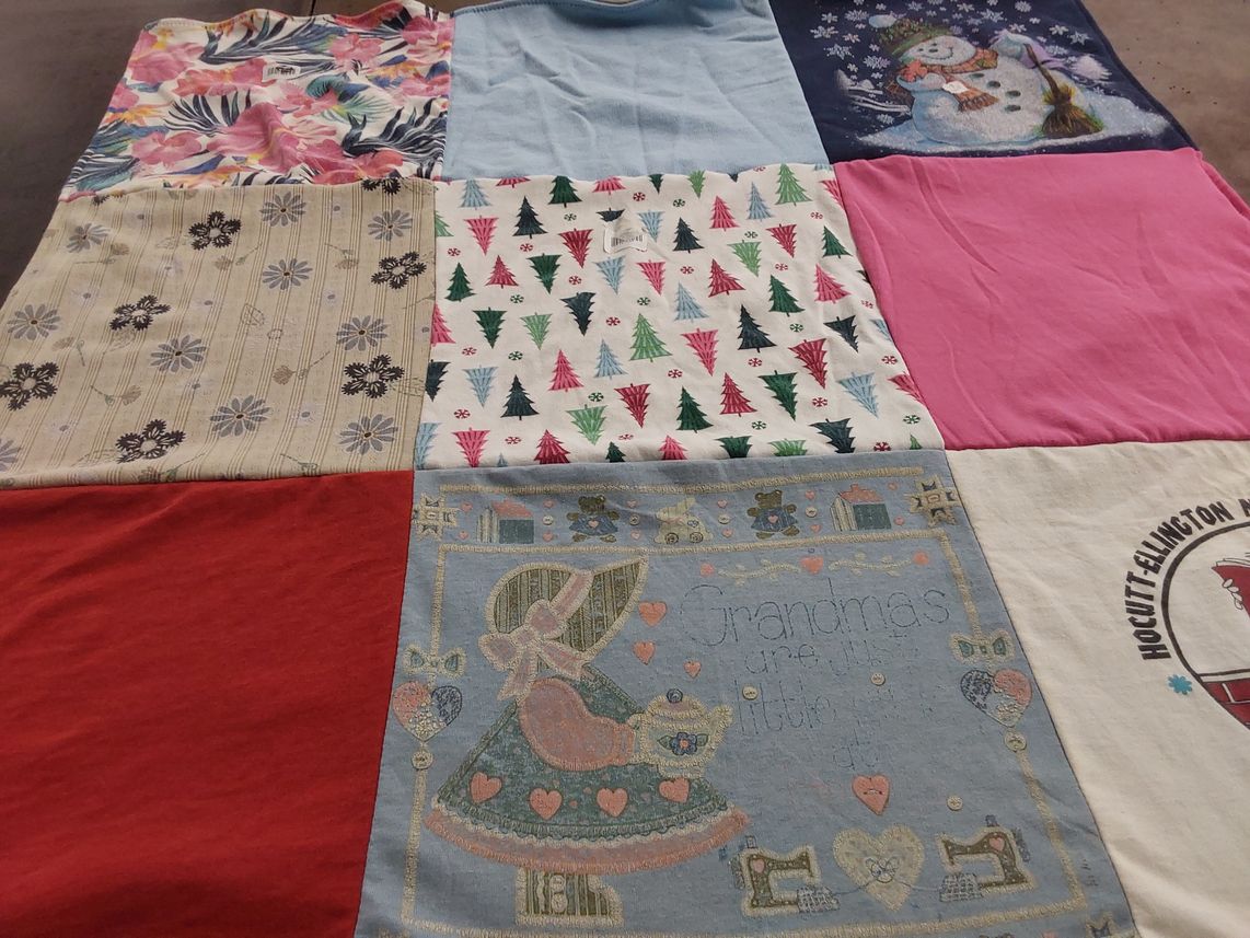 T-shirt quilt with sewing, christmas themes by Nancy from NC