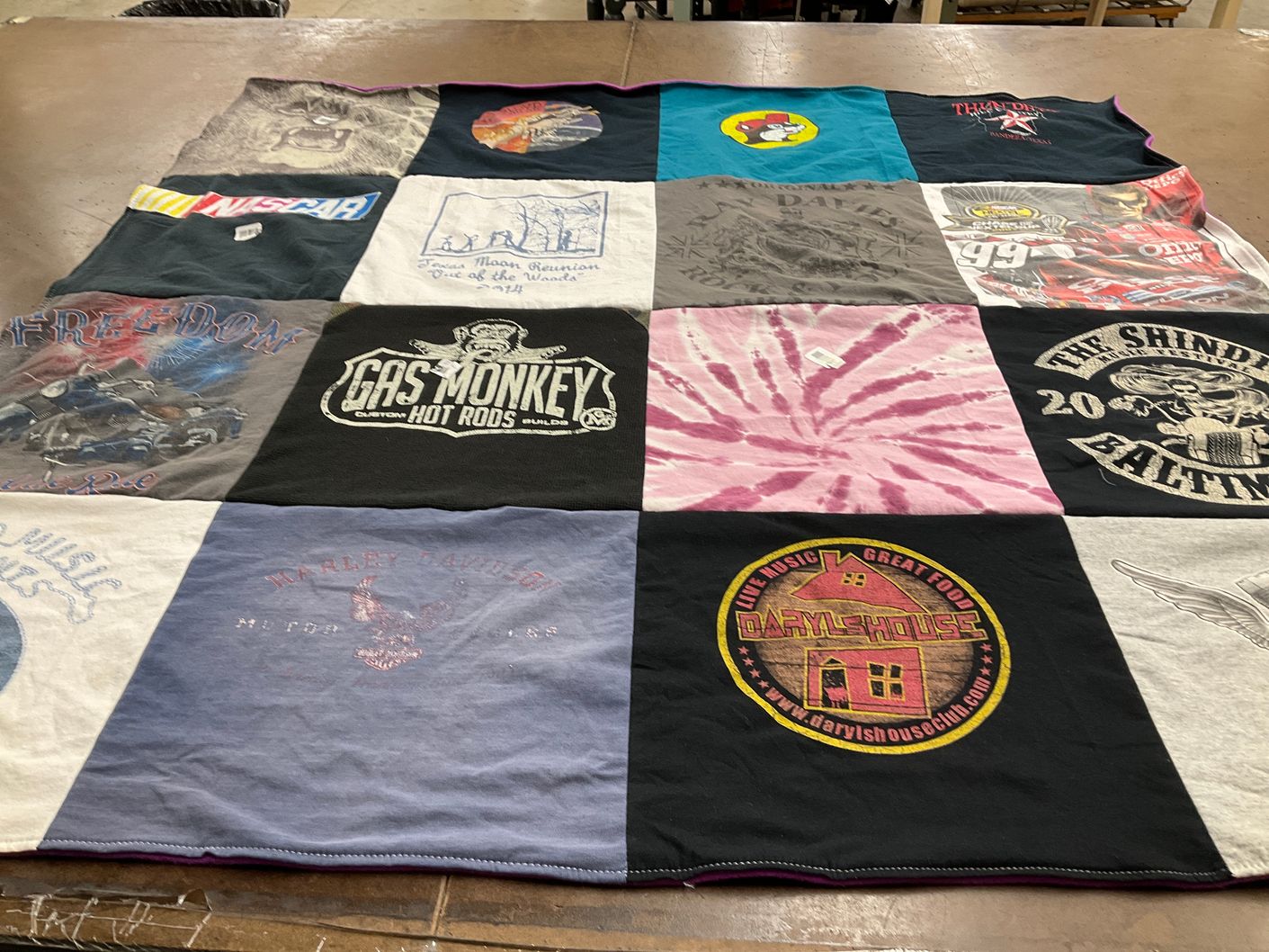 T-shirt quilt with automobiles, music themes by SHARENE from MI