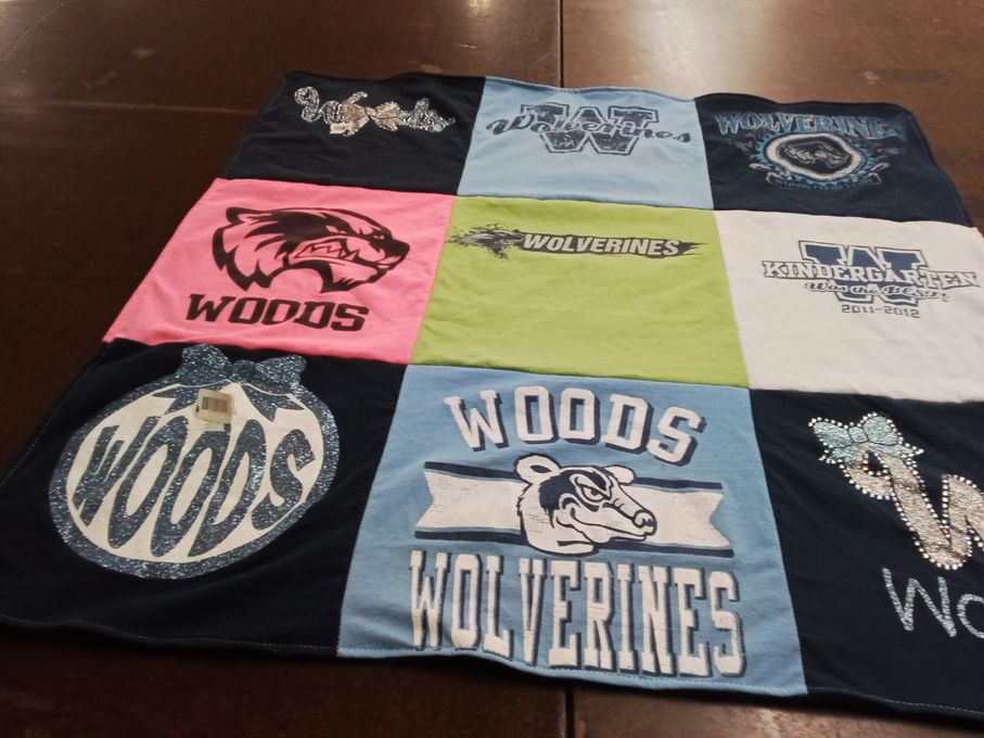 T-shirt quilt featuring woods wolverines by Katy from CA