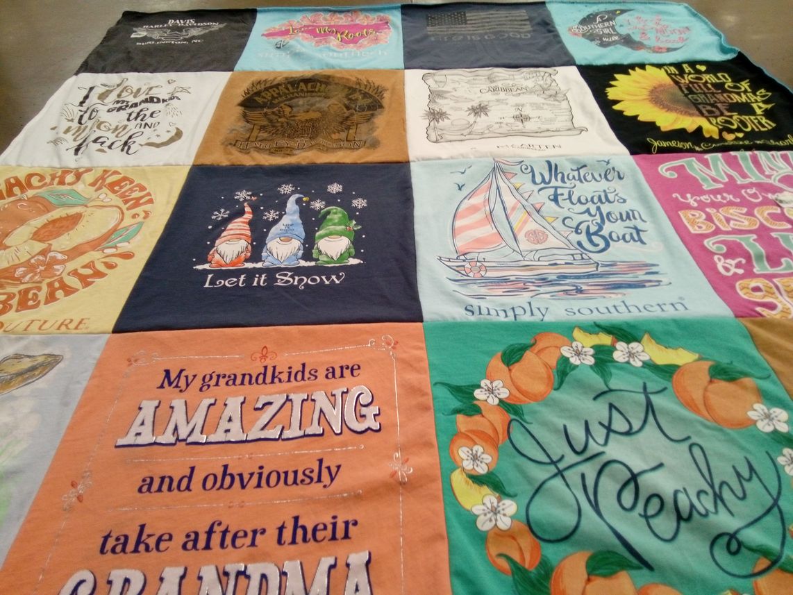 T-shirt quilt with southern culture, family themes by Susan from NC