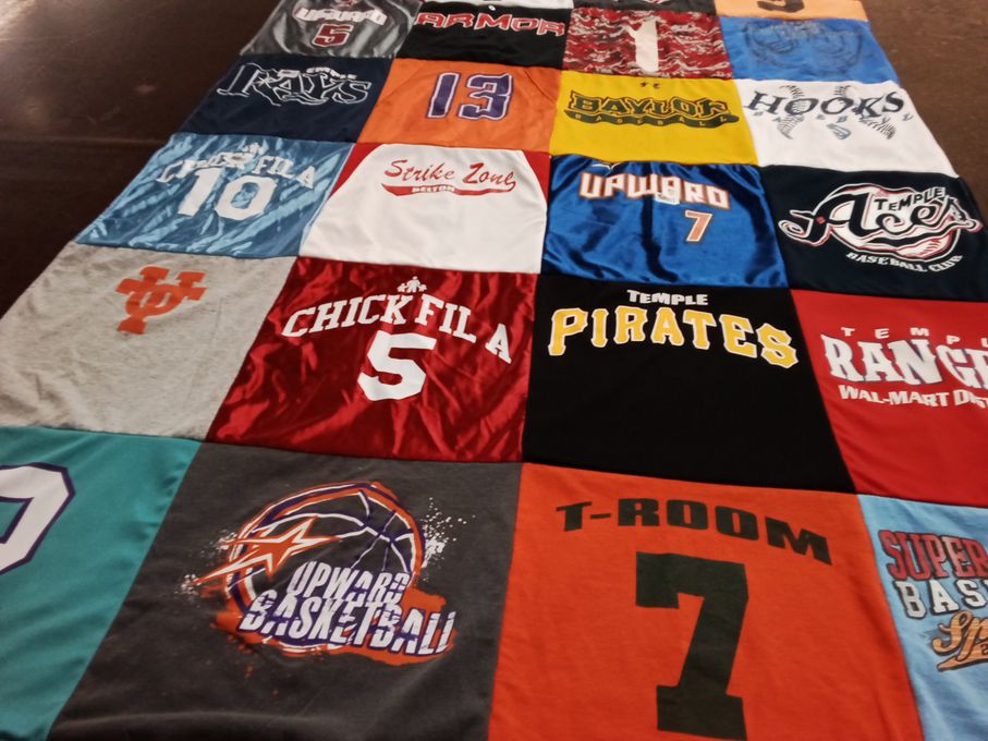 T-shirt quilt featuring baylor university baseball, temple pirates by Terri from TX