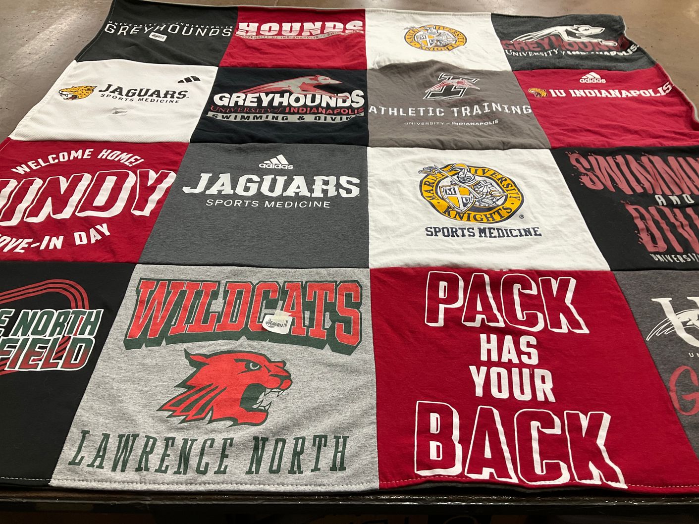 T-shirt quilt featuring jaguars, wildcats by Cameron from IN
