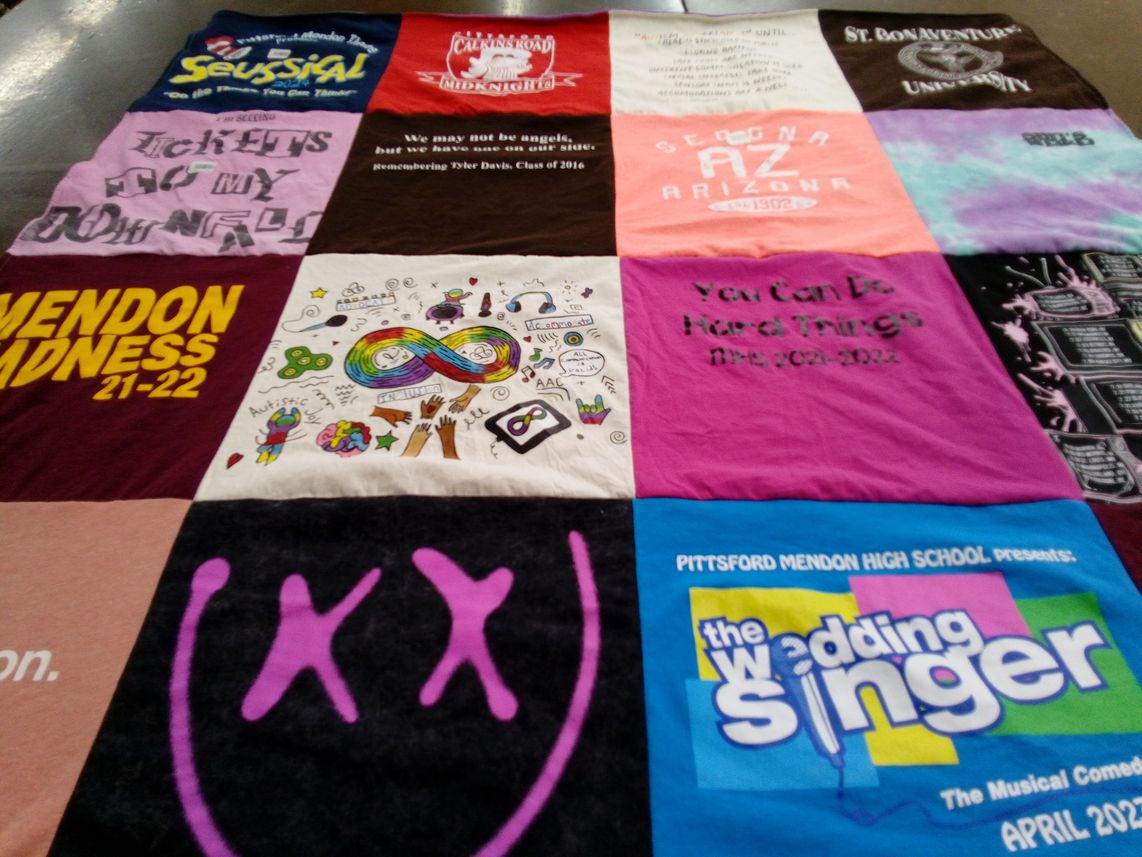 T-shirt quilt from st. bonaventure university, pittsford mendon high school by Sarah from NY