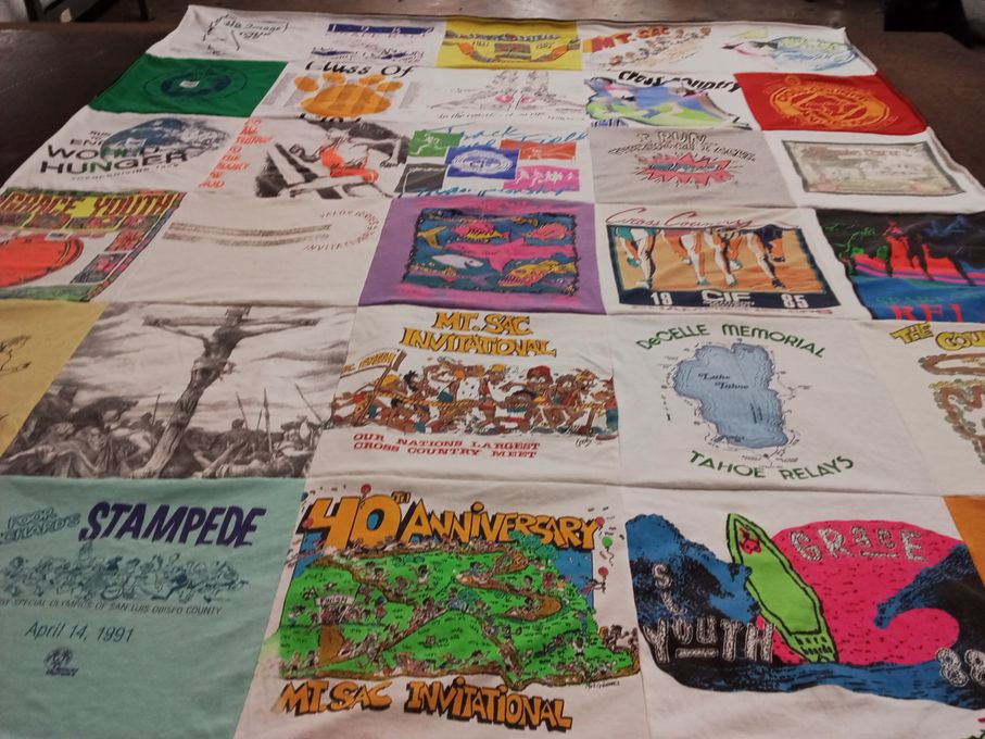 T-shirt quilt from mt. san antonio college by Sharon from CA