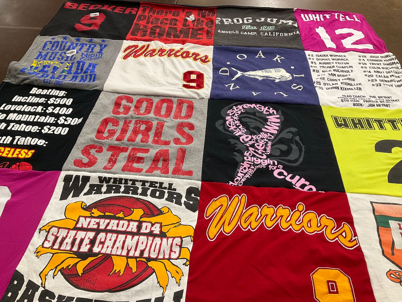 T-shirt quilt featuring whittell warriors by Jordyn from CA