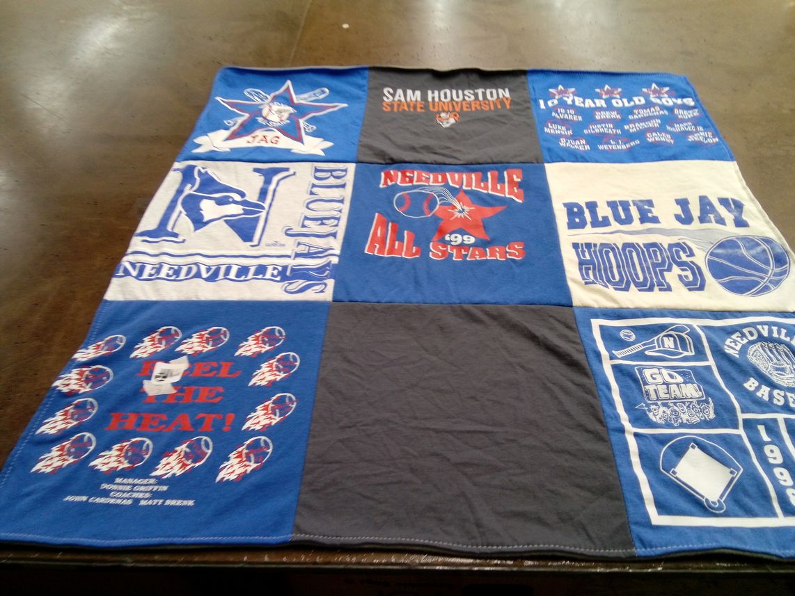 T-shirt quilt featuring needville bluejays by matt from TX